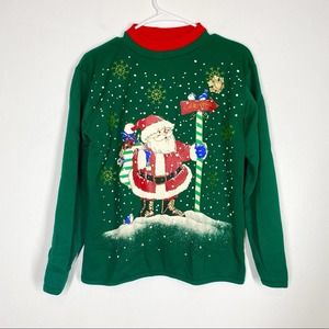 VINTAGE Christmas Holiday Tacky Sweater Santa Claus Small